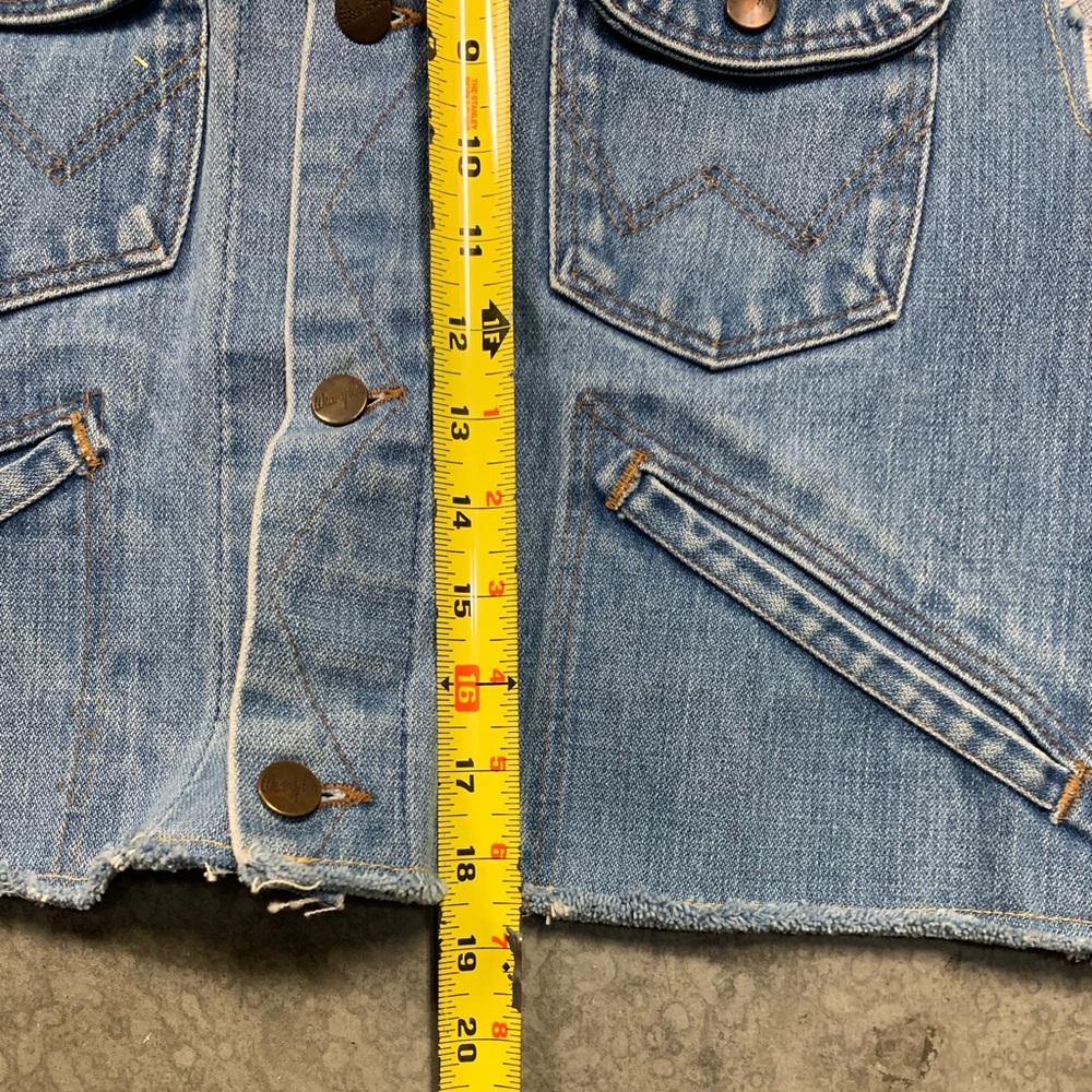 Vintage Wrangler Cropped Denim Lace Vest - image 5